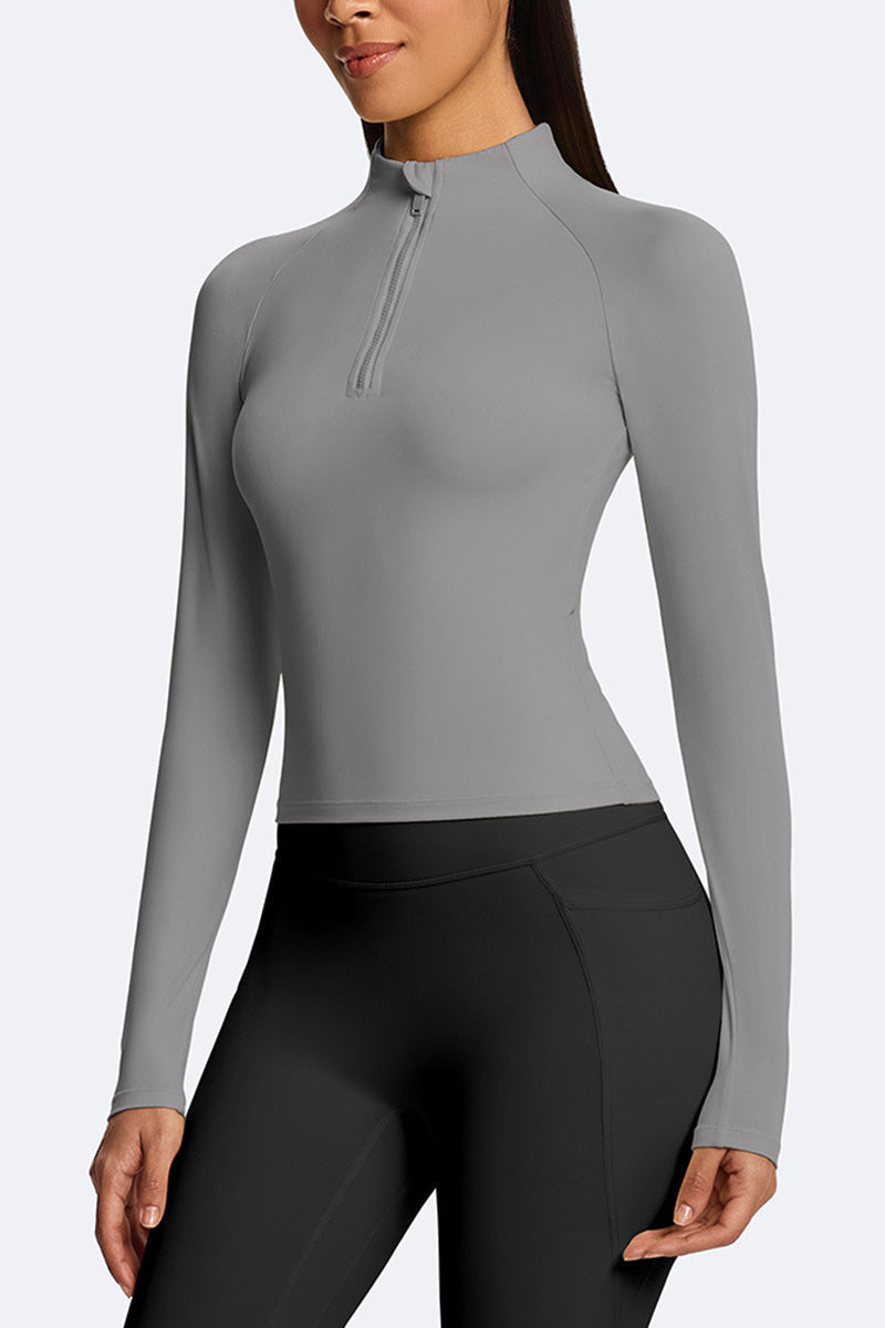 Women Semi-Zip Slim Fit Long Sleeve Athletic Top