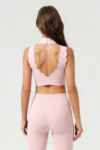 Women's Athletic Petal Mock-Neck Backless Tank Top