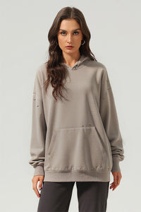 Men/Women Heavyweight Terry Ripped Sleeve Zip Hoodie