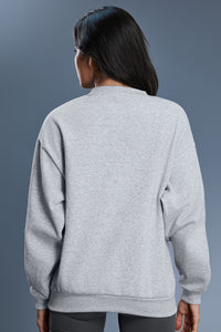 Women Loose Crewneck Fleece-Lined Casual Hoodie