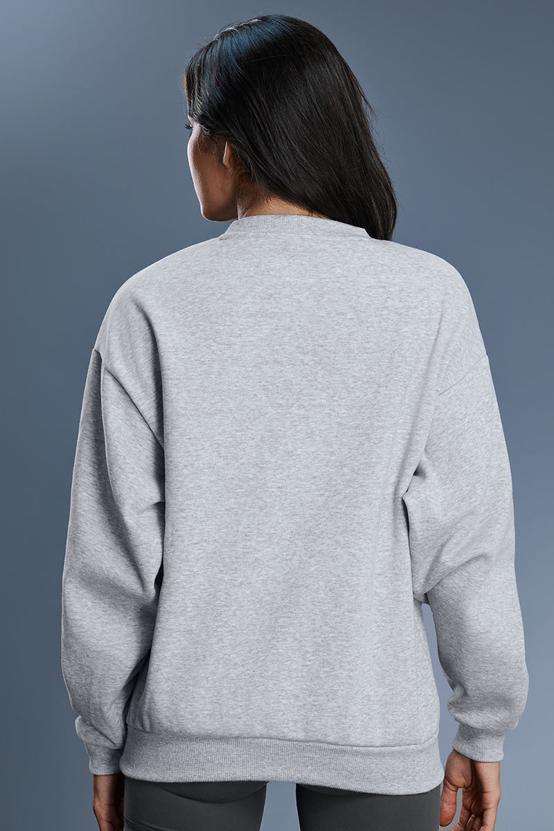 Women Loose Crewneck Fleece-Lined Casual Hoodie