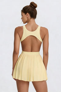 Women's Summer Sports Quick-Dry  Solid Pleated Tennis Dress