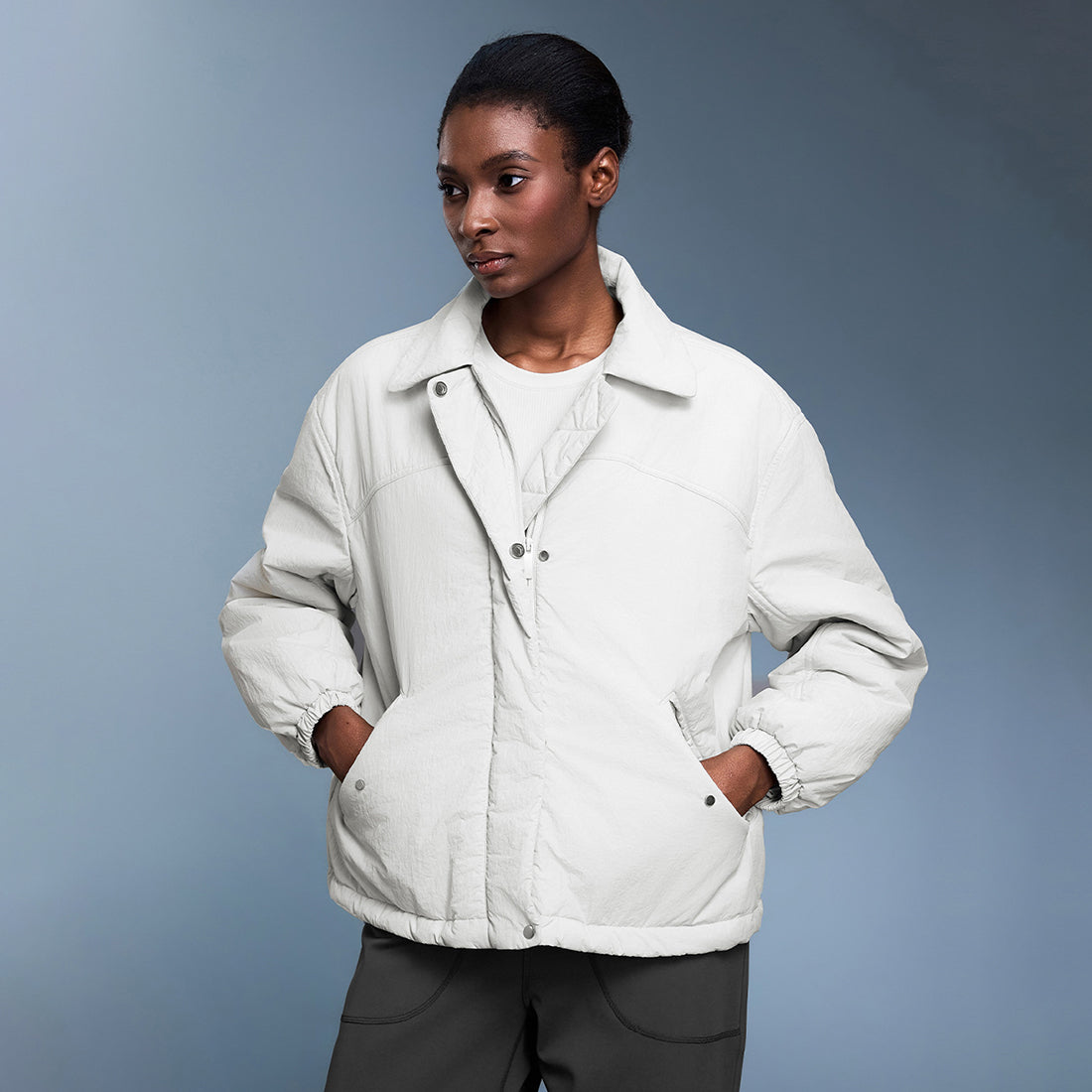 Women Lapel Casual Lightweight Waterproof Thermal Padded Jacket