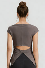 Women's Summer V-neck Pleated Sleeveless Cut Out Tank Top