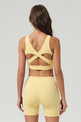 Women's Athletic Set:Cross Back Bra And Cross Waist Shorts