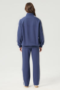 Unisex Stand-Collar Striped Sport Jacket and pants