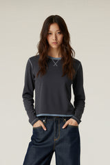 Women Contrast-Trim Quick-Dry Slim-Fit Long-Sleeve Active T-Shirt