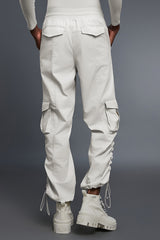 Women Fleece-Lined Loose Cargo Workout Pants with Adjustable Hem