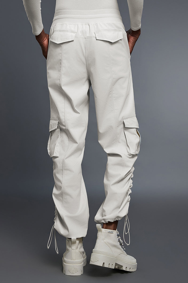 Women Fleece-Lined Loose Cargo Workout Pants with Adjustable Hem