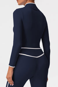 Women Color Block Naked Feel Zip Jacket