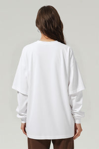 Men/Women Casual Loose Fit Long Sleeve Layered T-Shirt