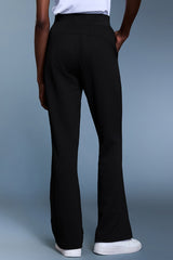 Women Waffle Knit High Waist Flared Leg Lounge Pants