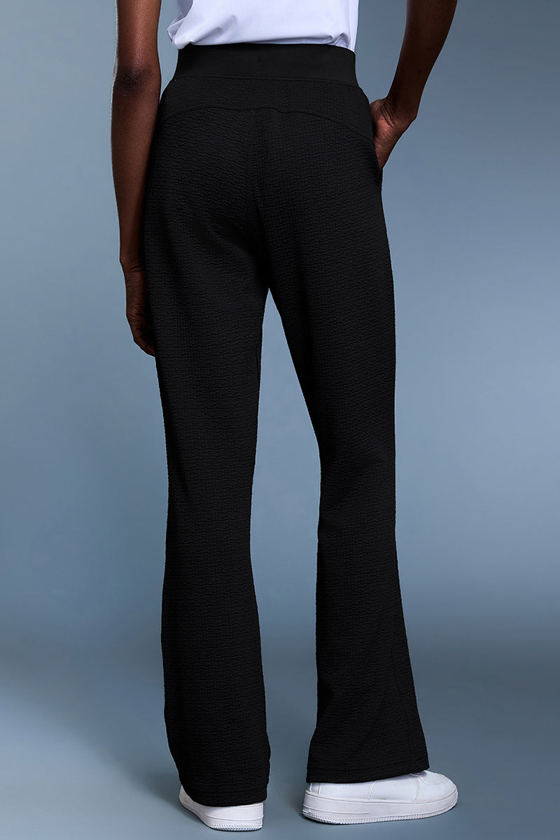Women Waffle Knit High Waist Flared Leg Lounge Pants