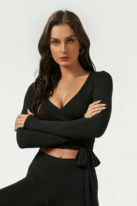 Women's ballet crossover yoga long-sleeved blouse jacket