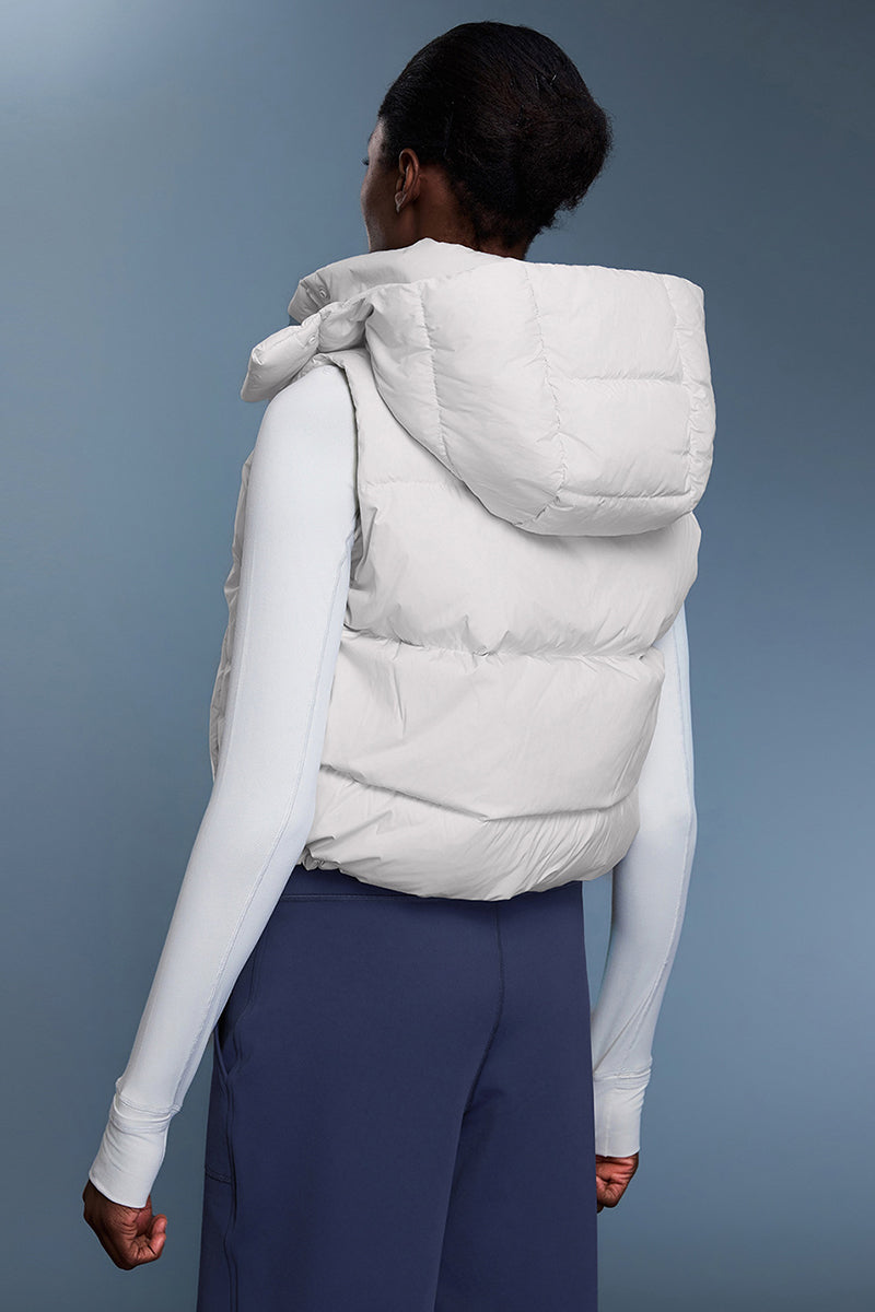 Women Short Down Vest Hooded Windproof Winter Outerwear