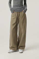 Women Relaxed Mid-Rise Wide-Leg Cargo Pants - Tencel Cotton Blend
