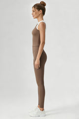 Women's Sports Sets:Half-Zip Color Block Bra And Leggings
