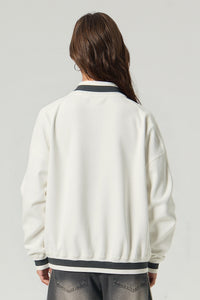 Unisex V-Neck Contrast Trim Cotton Sweatshirt