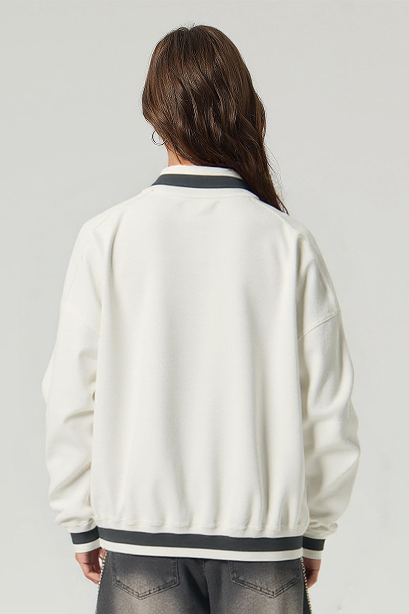 Unisex V-Neck Contrast Trim Cotton Sweatshirt