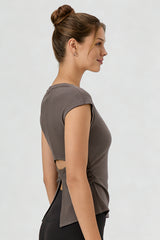 Women's Summer V-neck Pleated Sleeveless Cut Out Tank Top