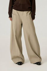 Women Mid-Rise Lyocell-Blend Wide-Leg Tailored Casual Pants