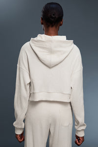 Women Oversized Letter-Striped Knit Hooded Casual Sportswear Sweatshirt