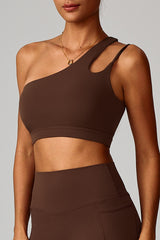 Women Asymmetric Strap Back-Cutout Yoga Sports Bra