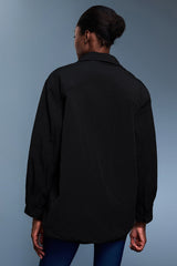 Women Cotton Feel Lapel Shirt Style Thermal Lined Casual Jacket