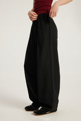 Women Cotton-Blend Relaxed High-Waist Wide-Leg Casual Pants
