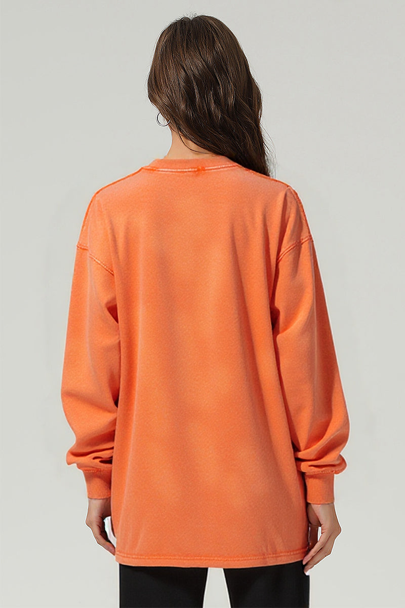 Unisex Retro Washed Long Sleeve Tee: Snow Wash Vintage Cotton Design