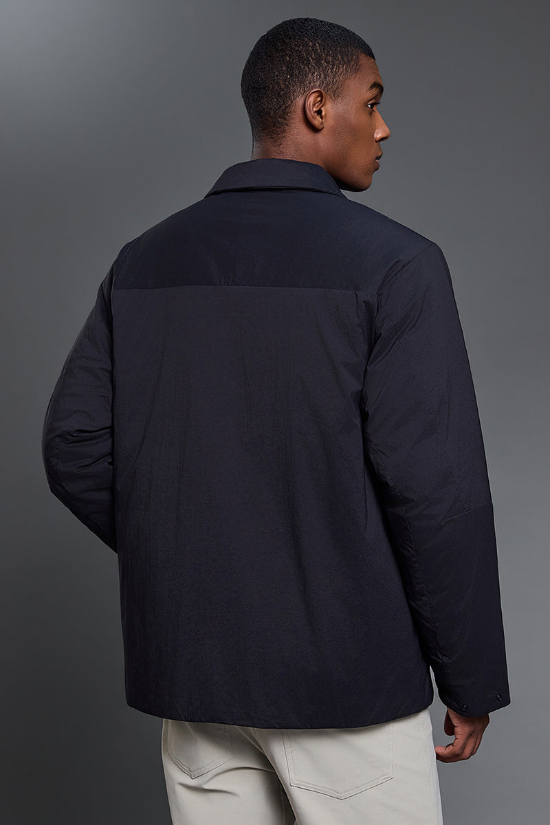 Men Quilted Notch Collar Windproof Loose Casual Jacket