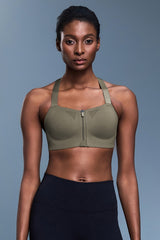 Women Front-Zip Adjustable-Strap Supportive Sports Bra