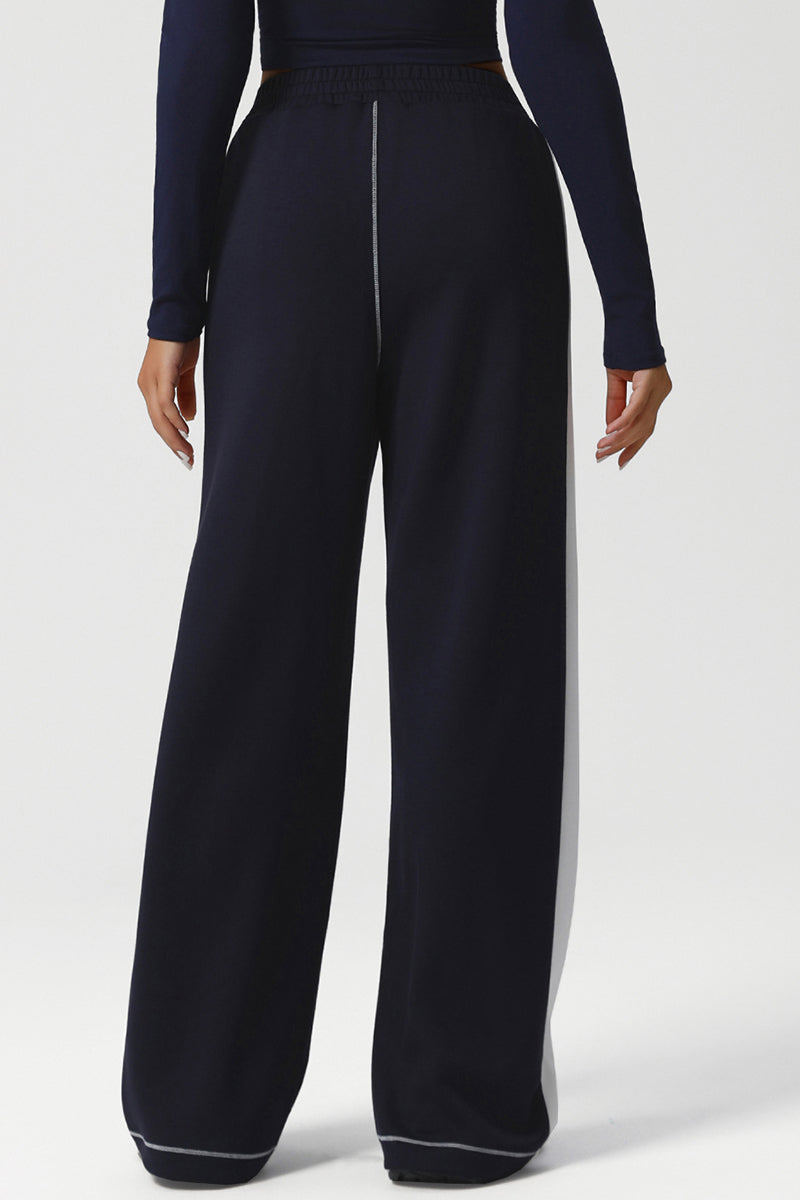 Women High-Waist Color-Block Wide-Leg Yoga Lounge Pants