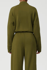 Women Thickened Half-Zip Adjustable-Hem Workout Hoodie