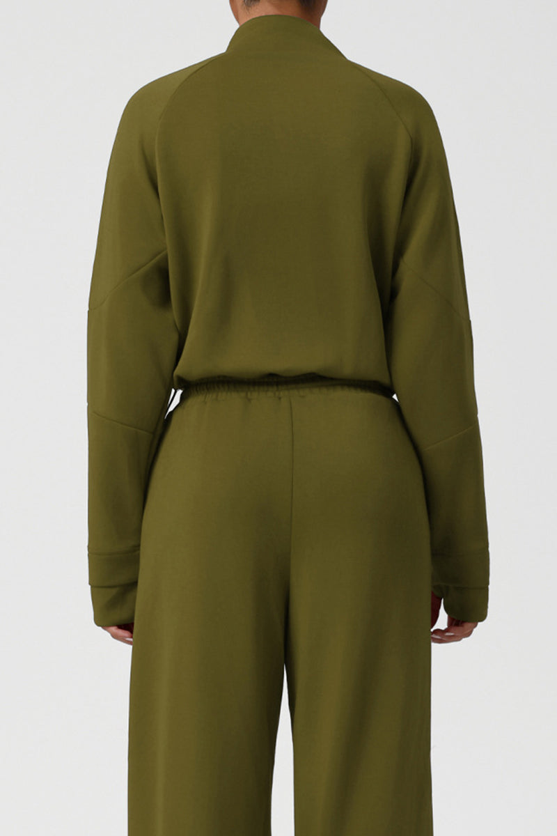 Women Thickened Half-Zip Adjustable-Hem Workout Hoodie