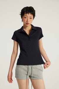 Women Slim Fit Polo Shirt - American Style Waist-Cinching Sport Top