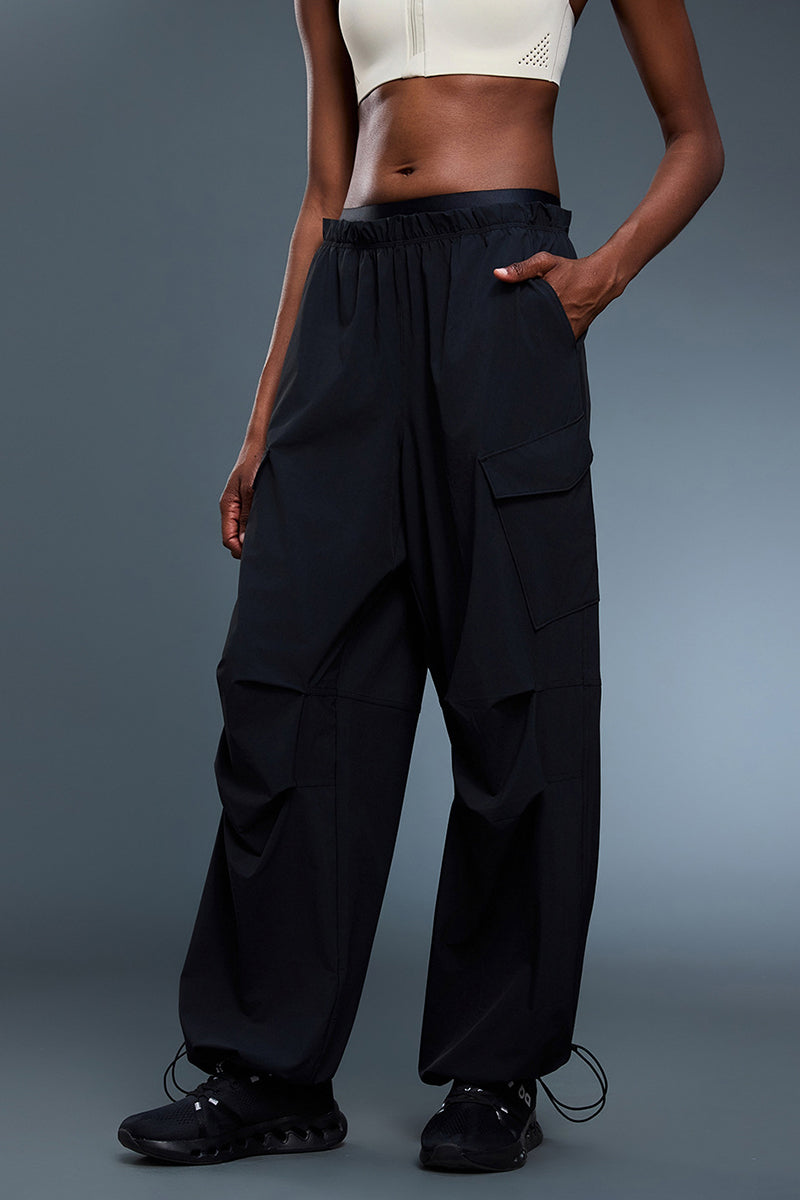 Women Double-Waist Paratrooper Cargo Straight-Leg Quick-Dry Sport Pants