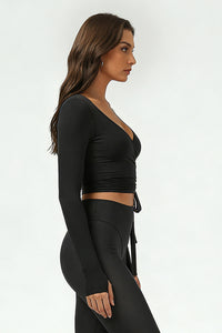 Women's ballet crossover yoga long-sleeved blouse jacket