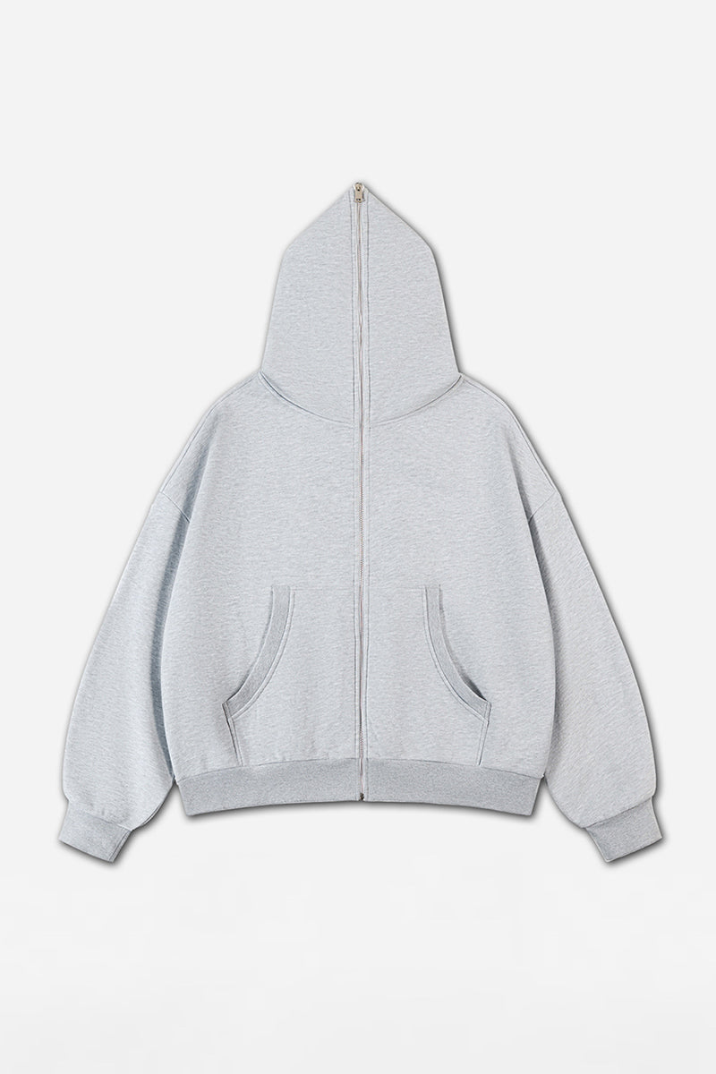 Unisex Punk Boxy Cropped Fleece Zip Hoodie