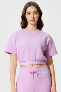 Air layer short sleeve cropped navel-baring sports top