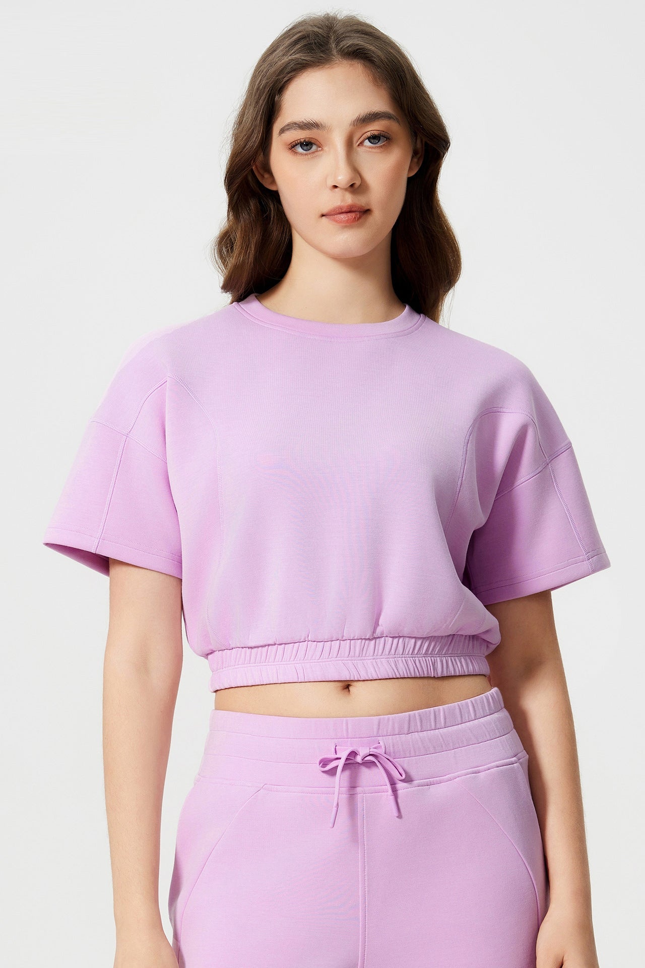 Air layer short sleeve cropped navel-baring sports top