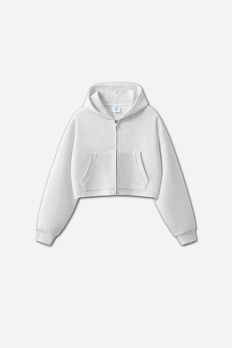 Women Clean Fit Cropped Zip-Up Hoodie