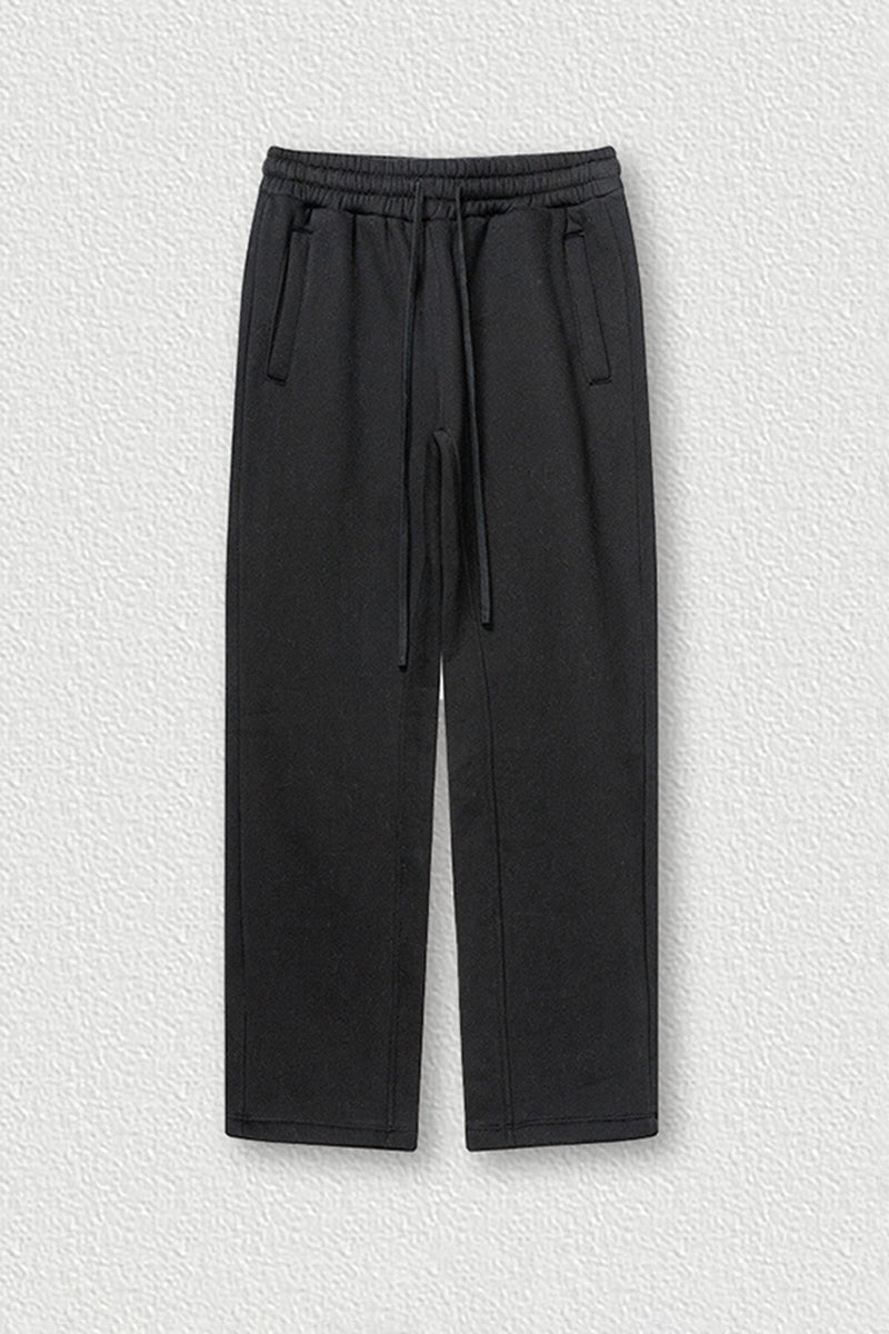 Solid Color Fleece-Lined Sweatpants - Winter Thermal Straight Leg Pants