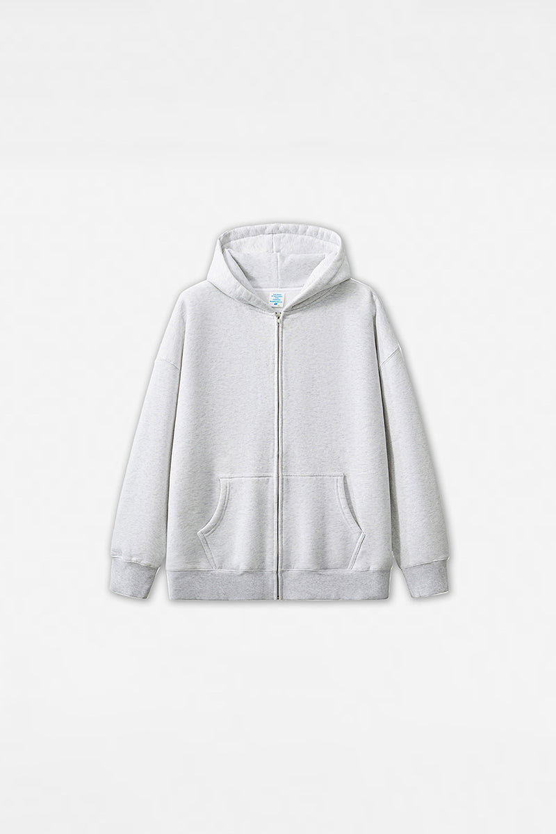 Unisex Washed Fleece Double-Zip Hooded Jacket