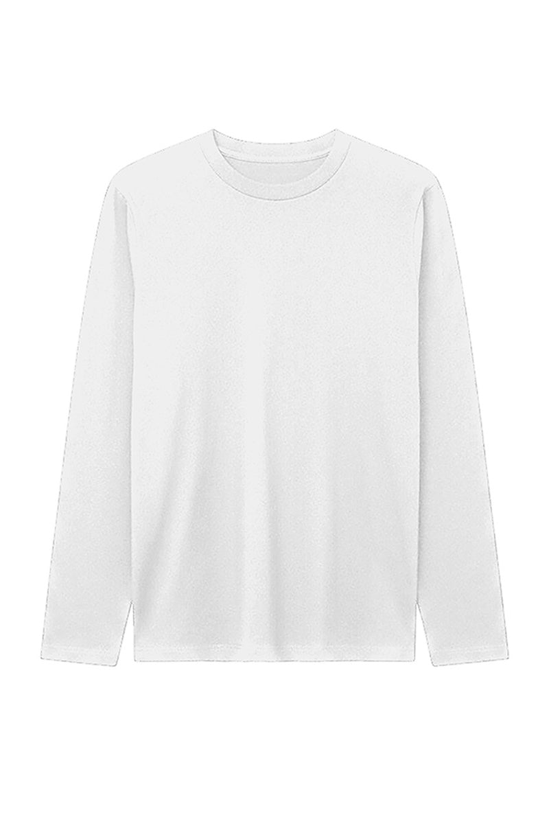 Men Solid Cotton Long Sleeve Tee