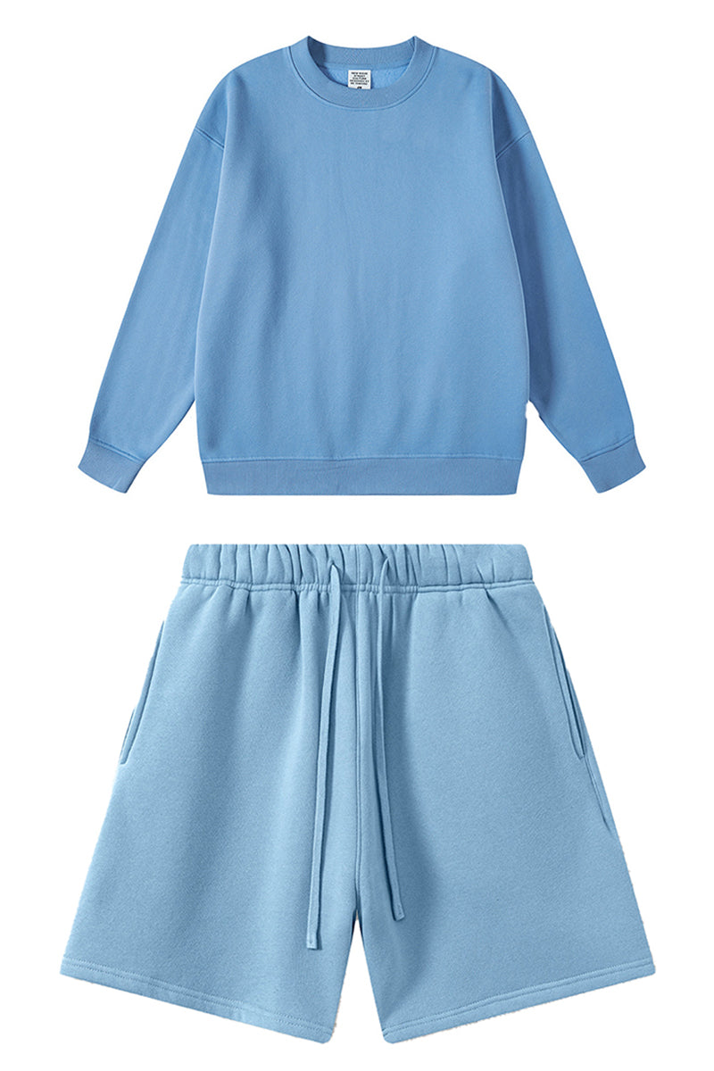 Men's Athletic Set:Round-neck Pullover And Shorts