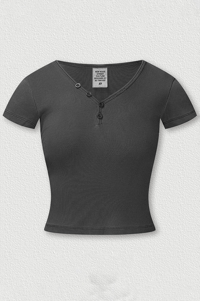 Women's Button Front V-Neck T-Shirt
