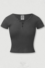 Women's Button Front V-Neck T-Shirt