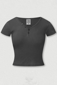 Women's Button Front V-Neck T-Shirt