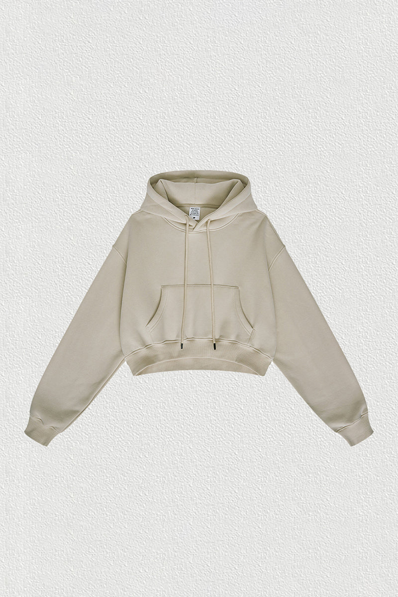 Women's velvet thickened cropped hooded sweatshirt